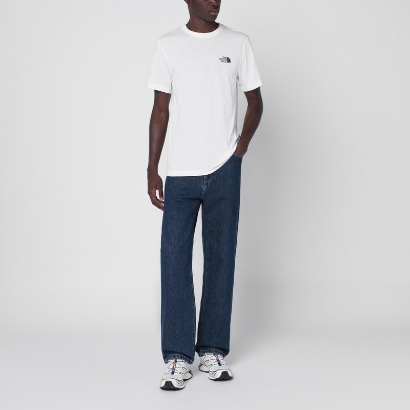 The North Face Crew Neck T-shirt In Bianca With Logo In Red