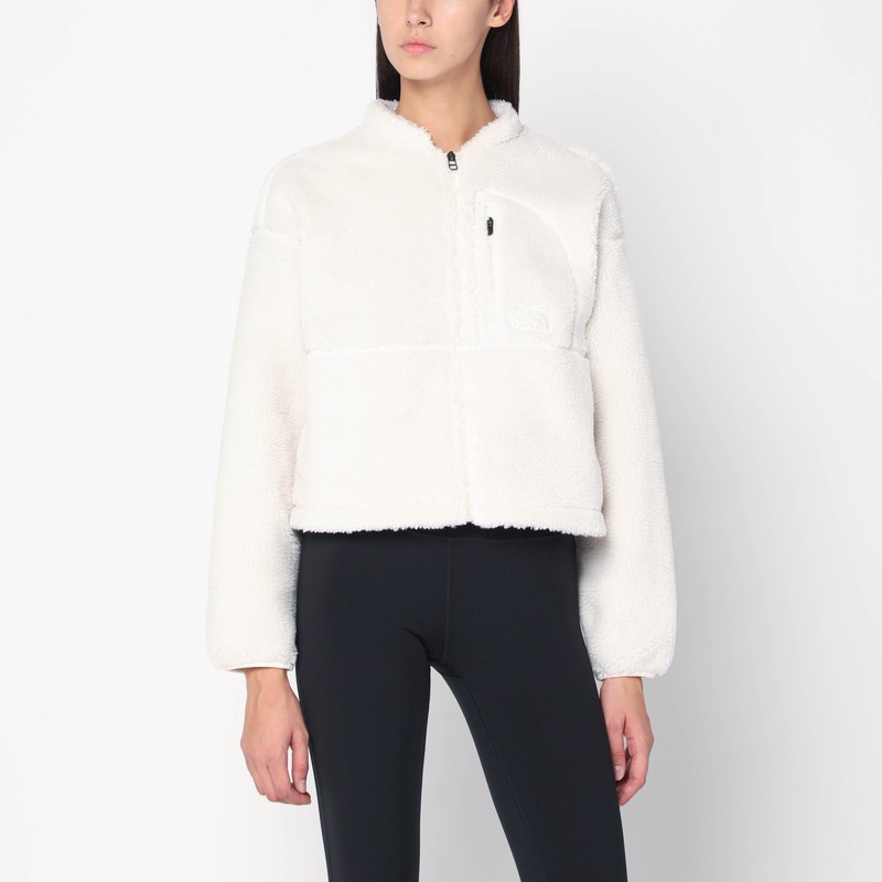 White cropped zip-up fleece