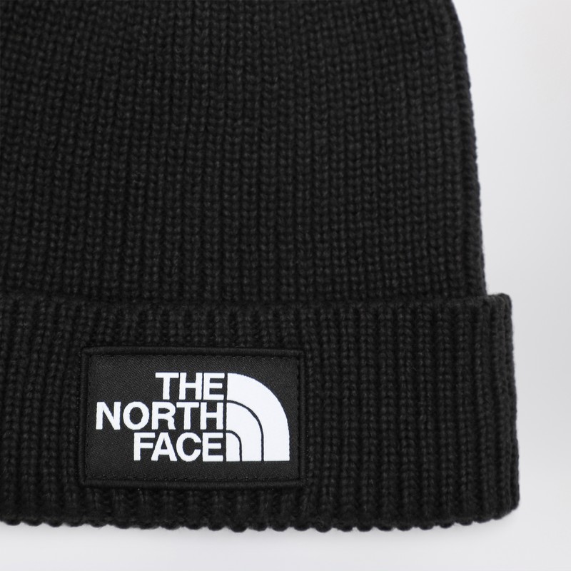 The North Face Black Beanie With Logo Patch In Black