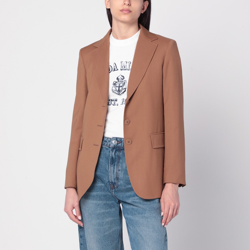 Single-breasted jacket in hazelnut colour