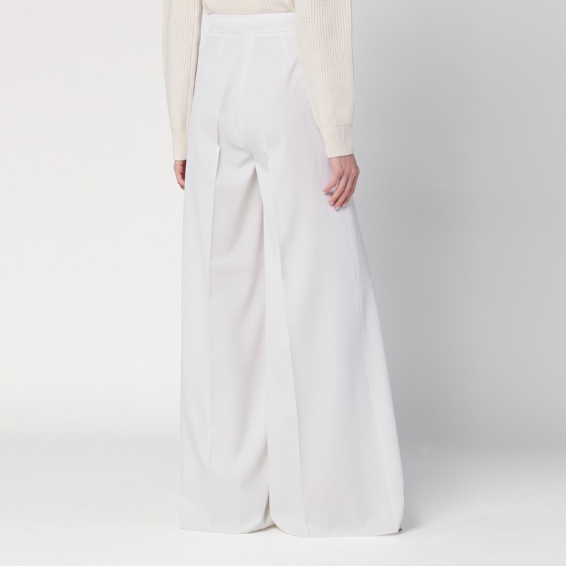 Max Mara White Wool Gabardine Trousers In White