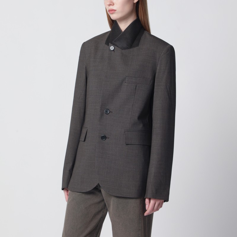 6397 Slate-grey Microcheck Jacket In Gray