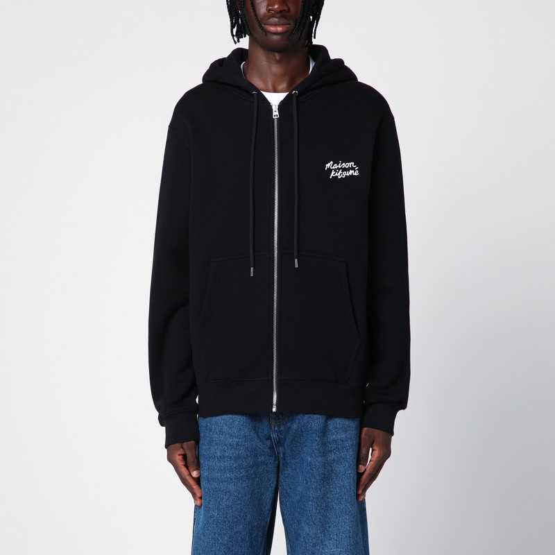 Black cotton zipped sweatshirt