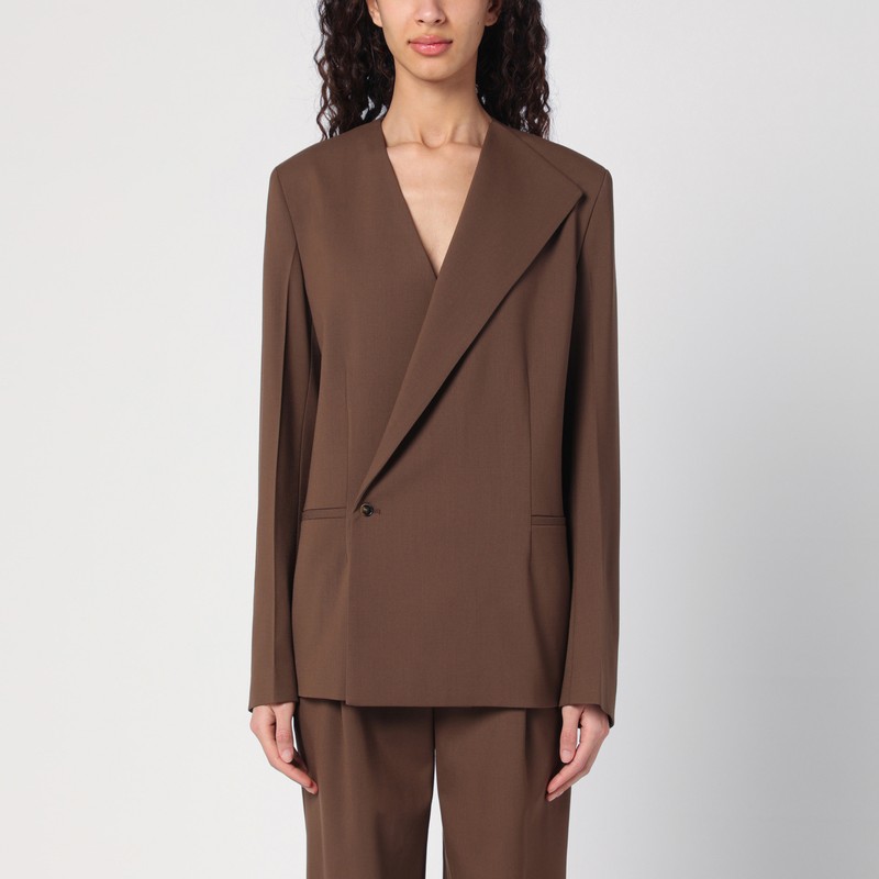 Brown double-breasted wool jacket