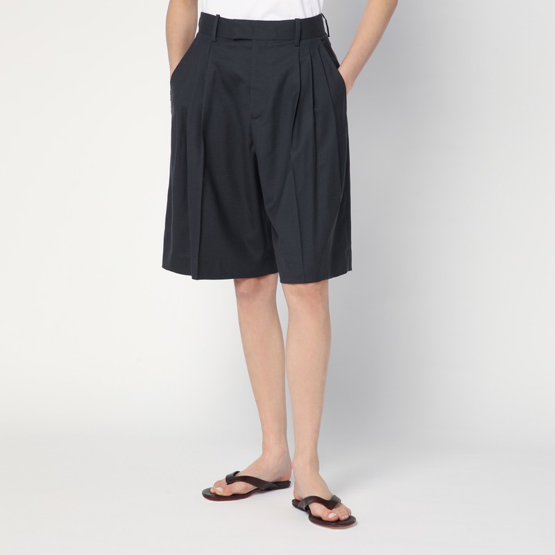 Bermuda 3-Pleat asphalt grey in wool