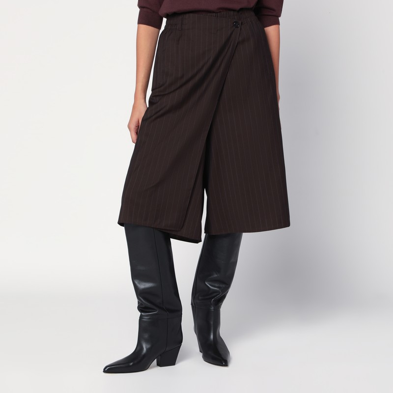 Pinstripe bermuda shorts with crossover closure