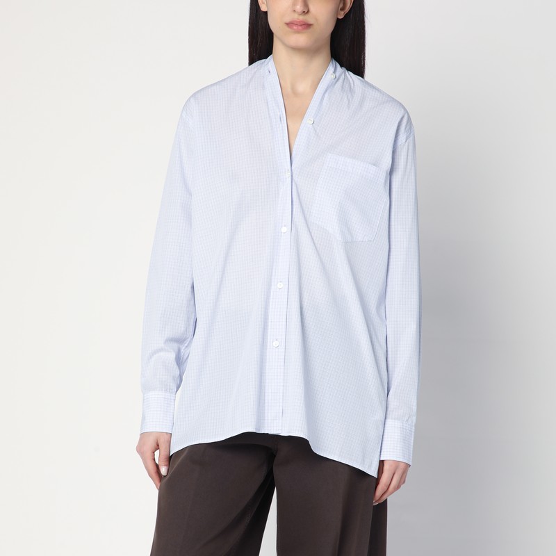 Light blue checkered cotton shirt