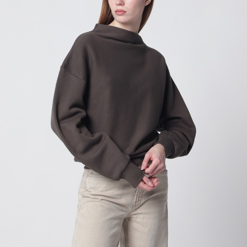 Mud-coloured draped sweatshirt