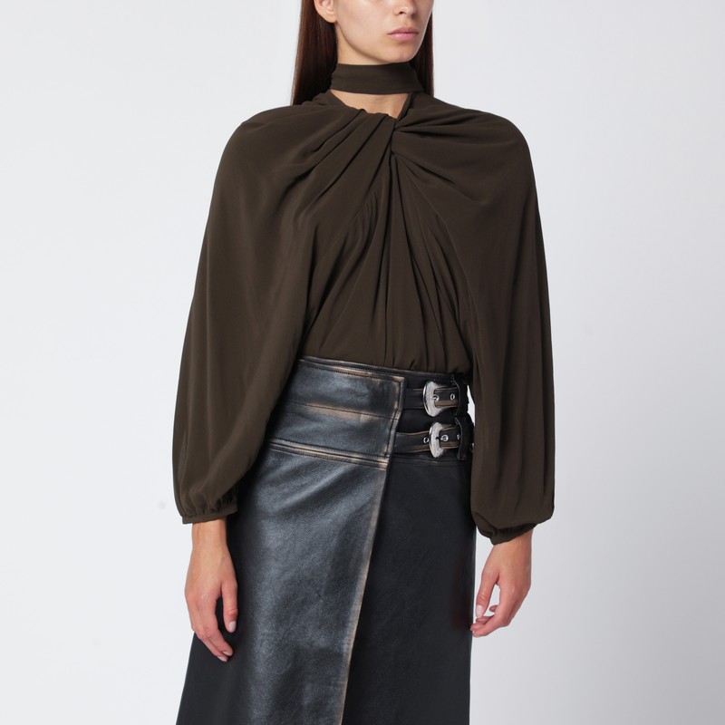 Black draped silk top