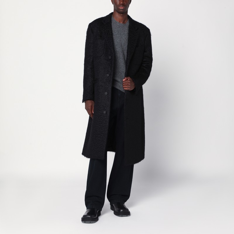Namacheko Wool Coat With Notched Lapel And Pockets In Black