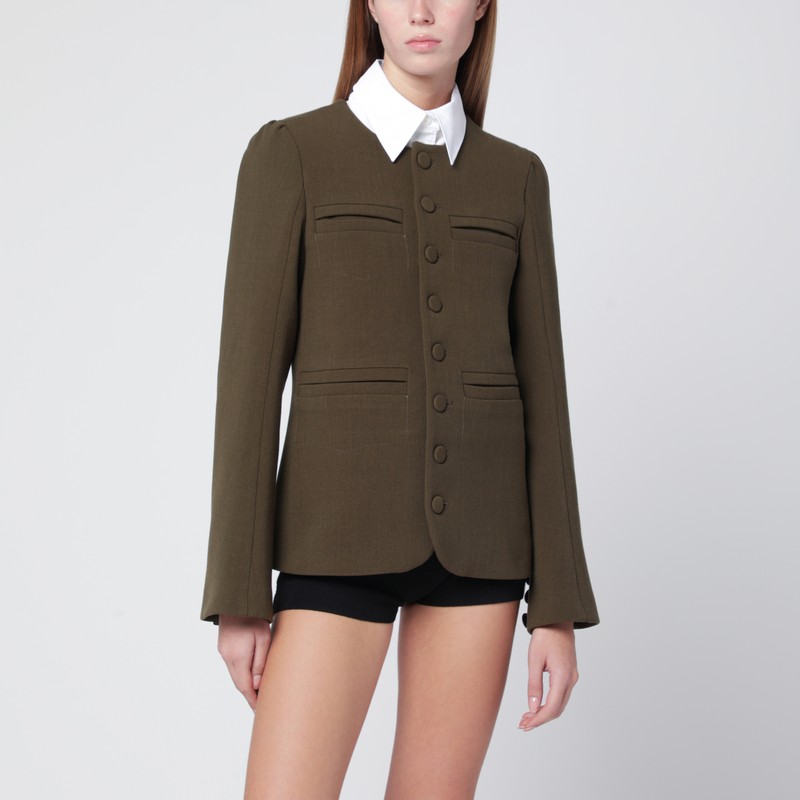 Moss green wool-blend jacket
