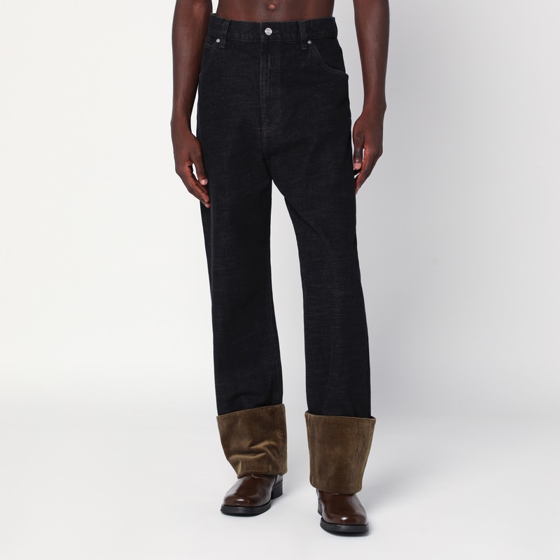 Black jeans with velvet hem