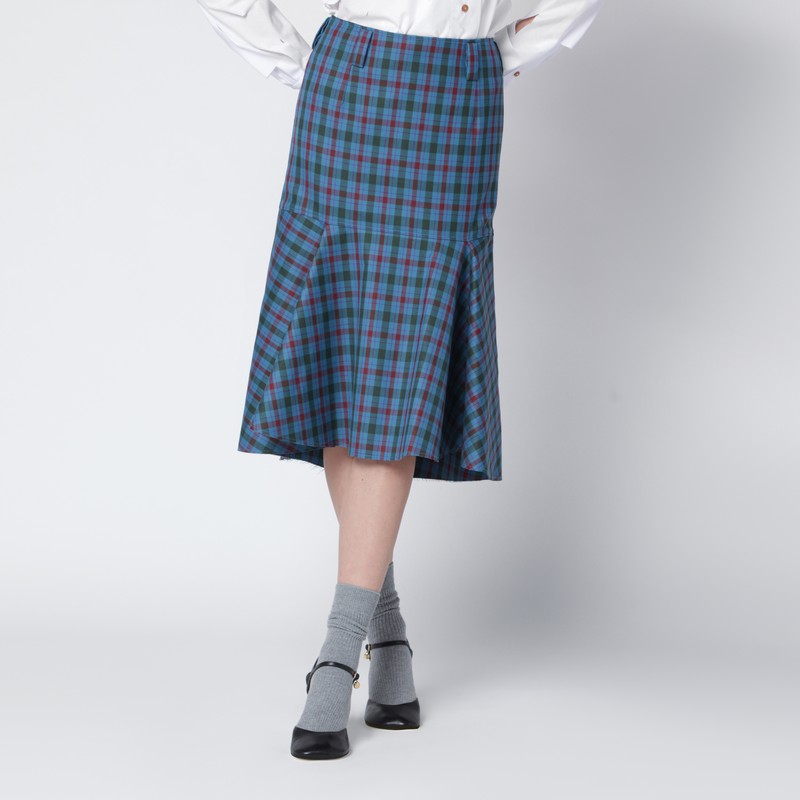Namacheko Check-pattern Ruffled Skirt In Blue