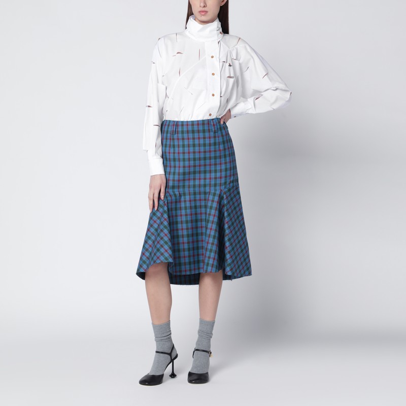 Namacheko Check-pattern Ruffled Skirt In Blue