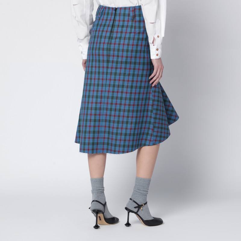 Namacheko Check-pattern Ruffled Skirt In Blue
