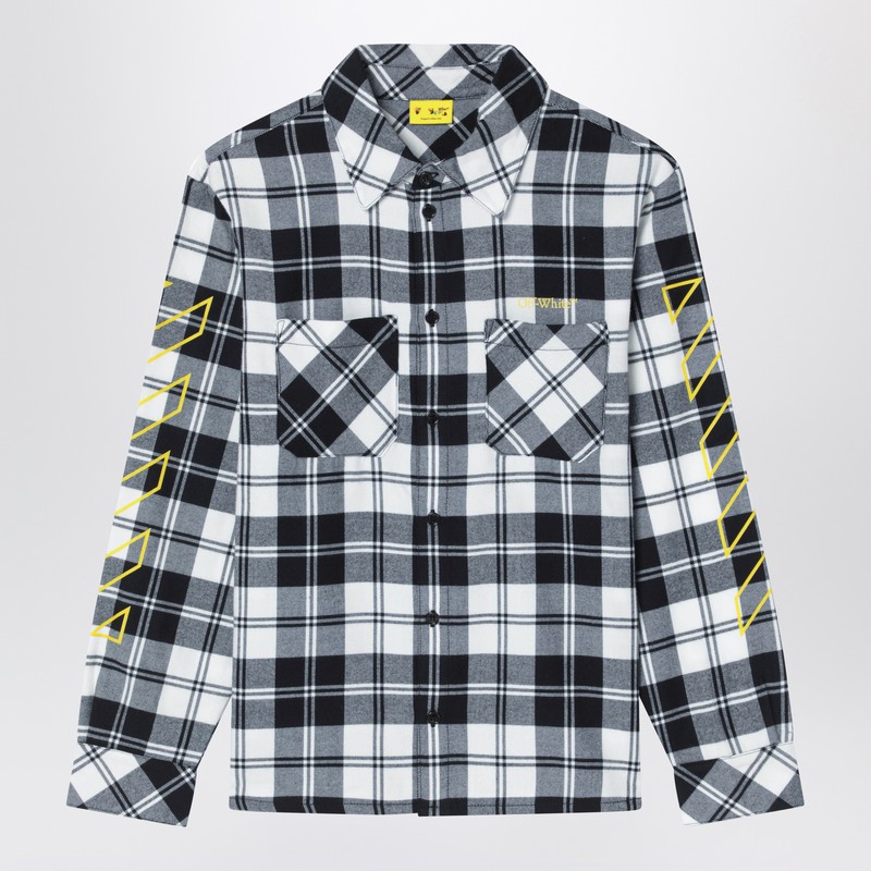 Diagonal checked flannel shirt