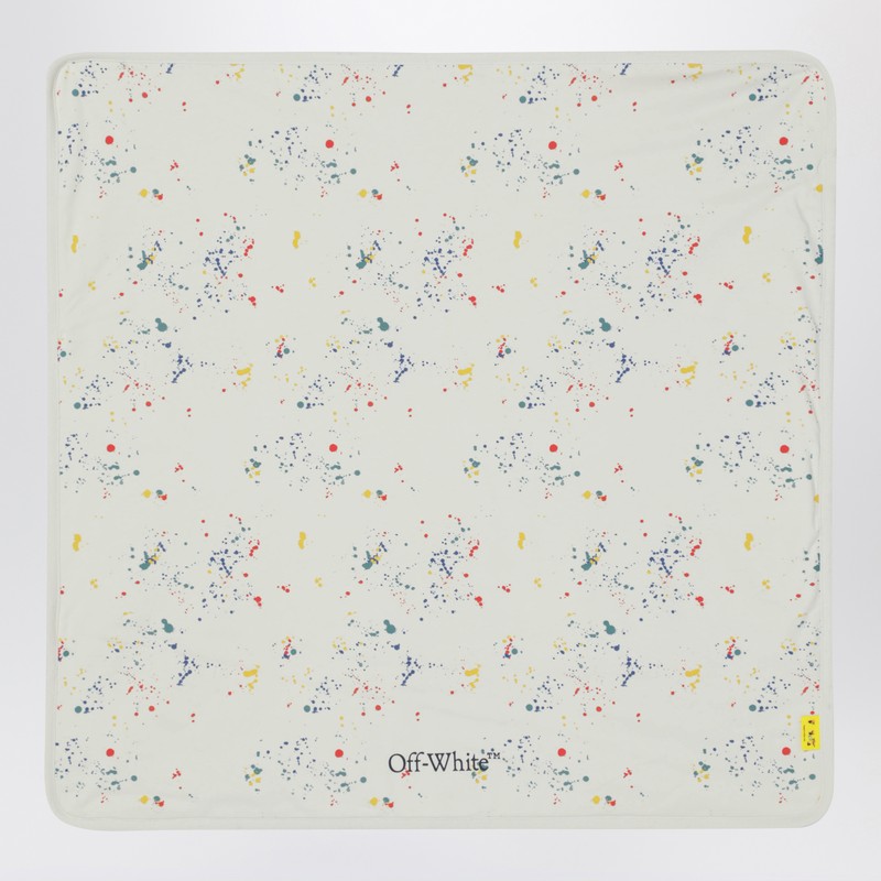 Off-white Light Gray Splat Cotton Blanket In White