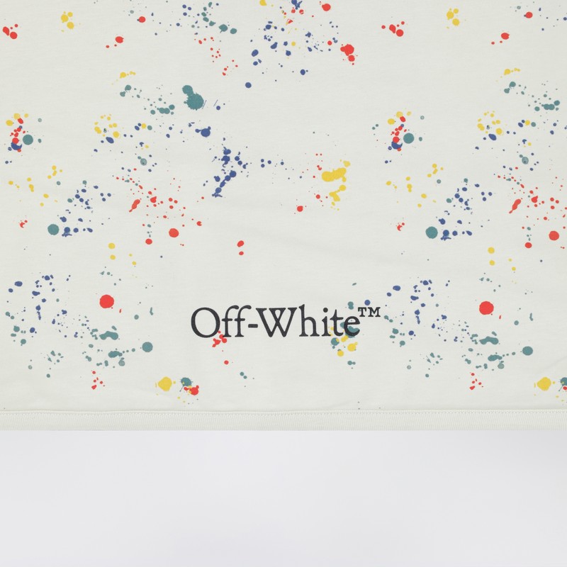 Off-white Light Gray Splat Cotton Blanket In White