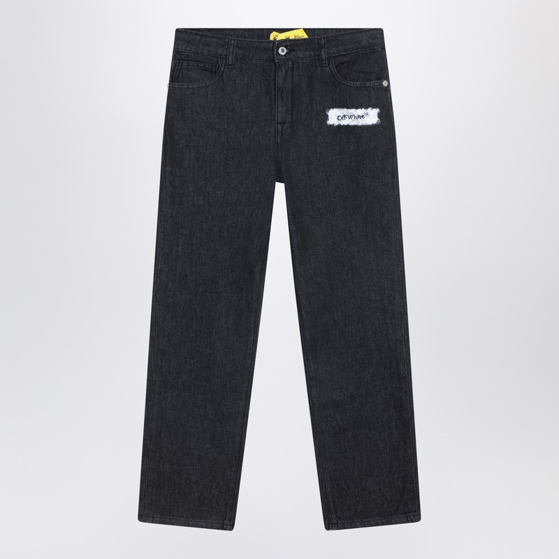 Black Diagonal sponge-effect jeans