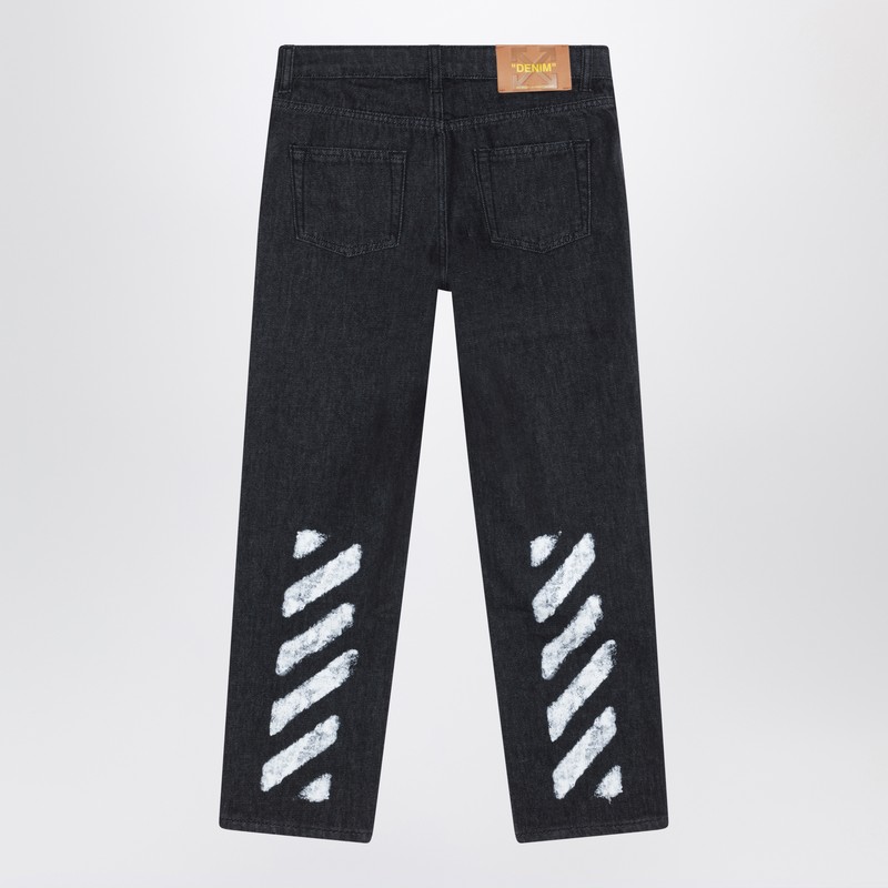 Off-white Logo-patch Jeans In Black