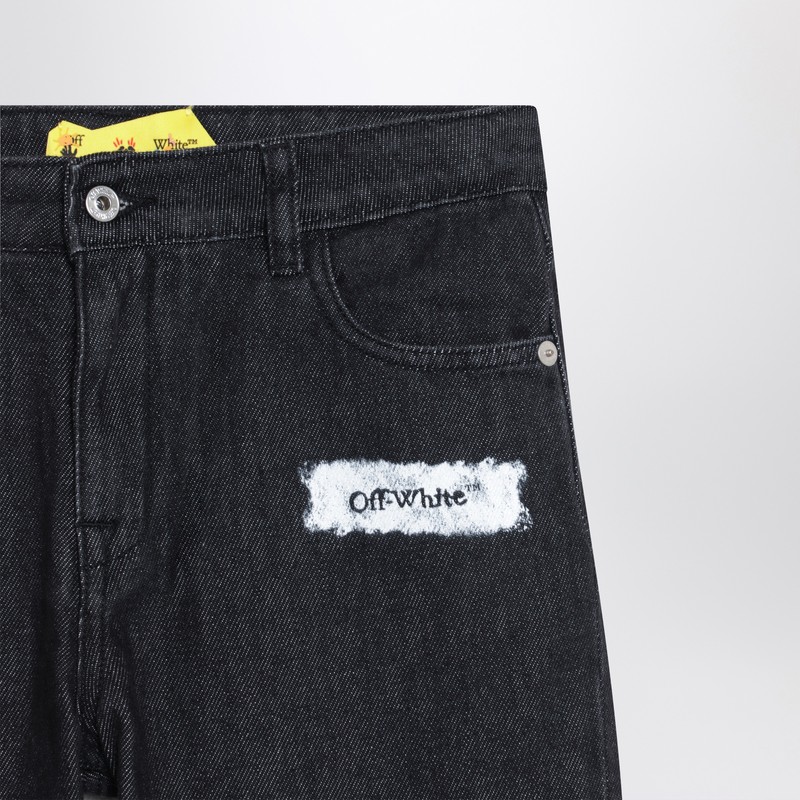 Off-white Logo-patch Jeans In Black