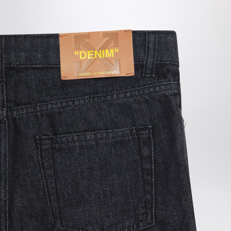 Off-white Logo-patch Jeans In Black