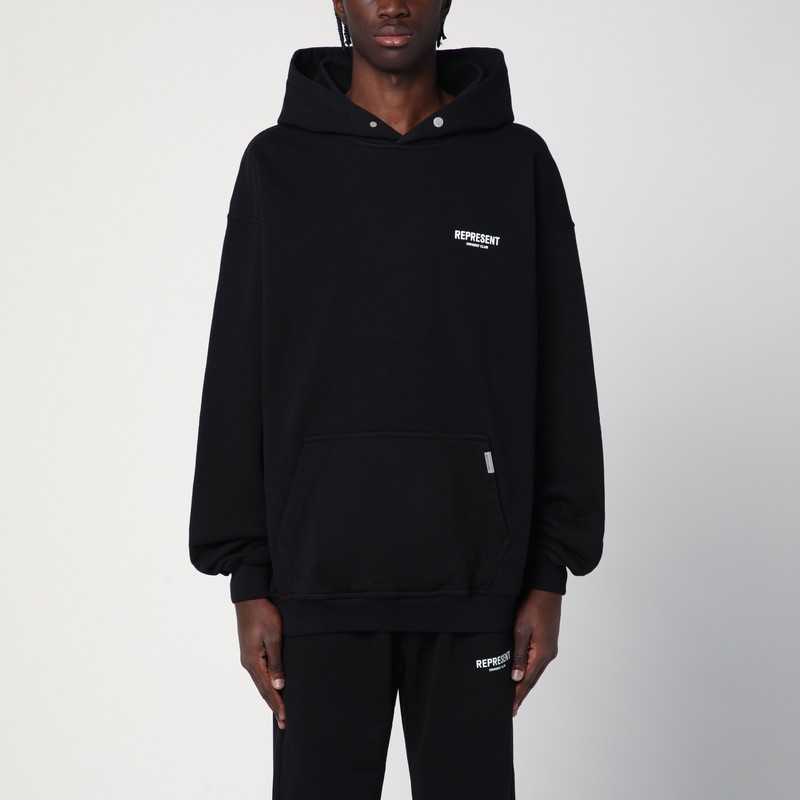Represent Oversized Logo Hooded Sweatshirt In Black