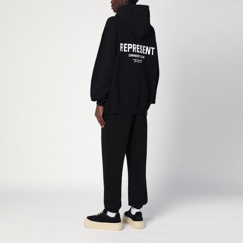 Represent Oversized Logo Hooded Sweatshirt In Black