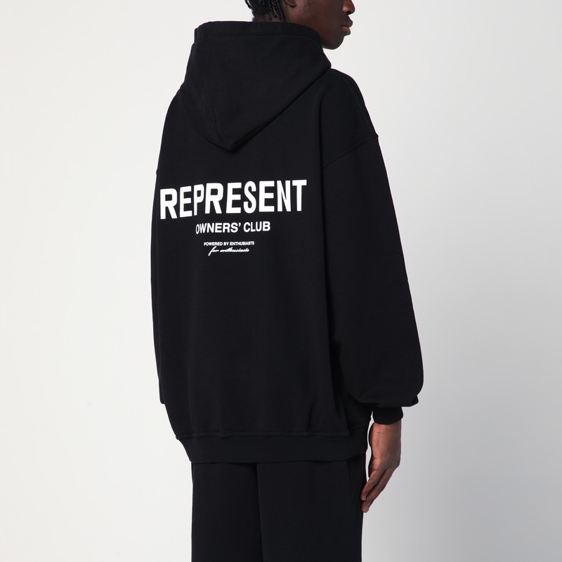 Represent Oversized Logo Hooded Sweatshirt In Black