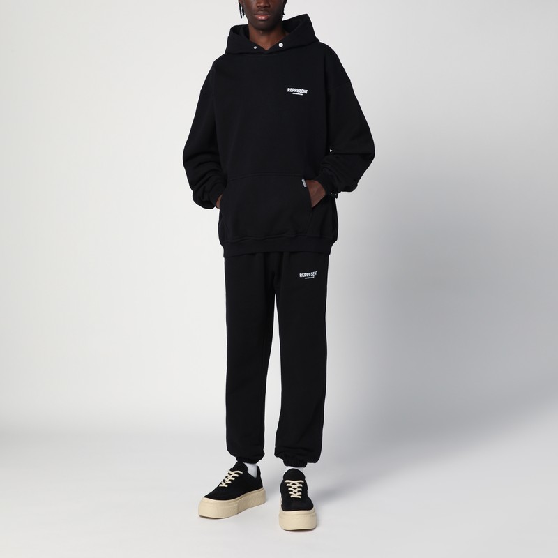 Represent Oversized Logo Hooded Sweatshirt In Black