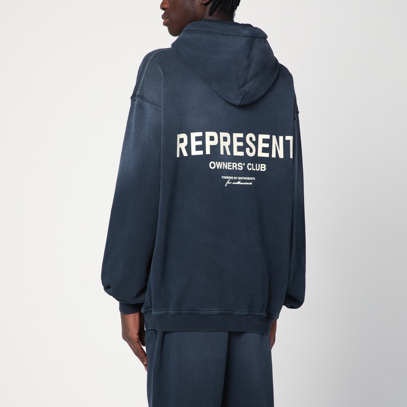 Represent Washed Blue Oversized Hooded Sweatshirt In Blue