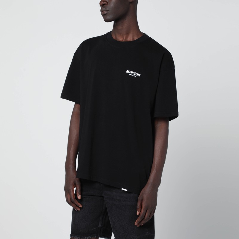 Represent Black Cotton T-shirt With Logo In Black