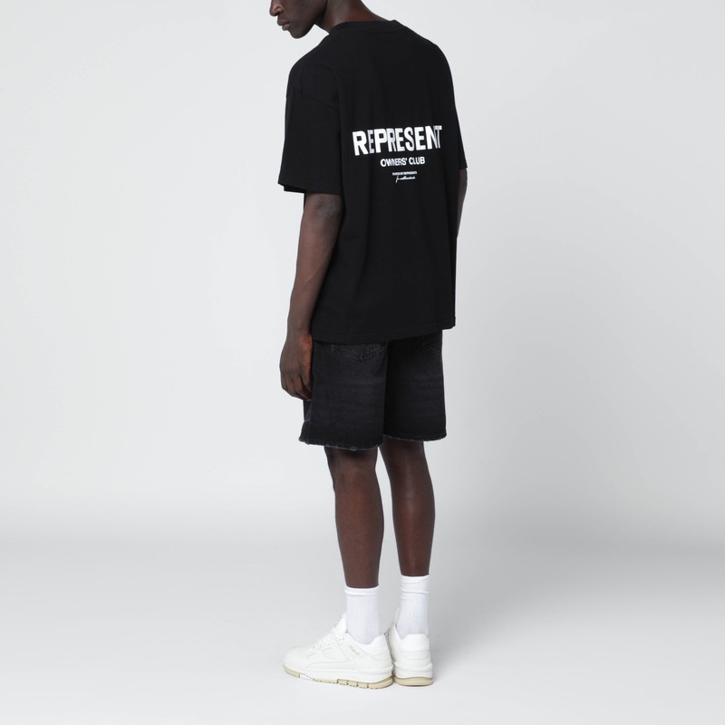 Represent Black Cotton T-shirt With Logo In Black