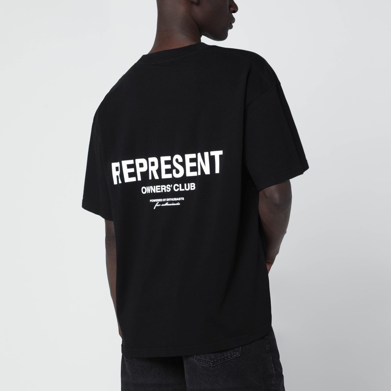 Represent Black Cotton T-shirt With Logo In Black
