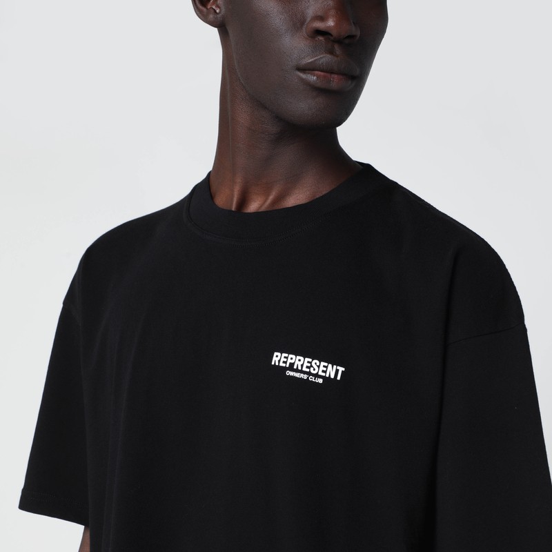 Represent Black Cotton T-shirt With Logo In Black