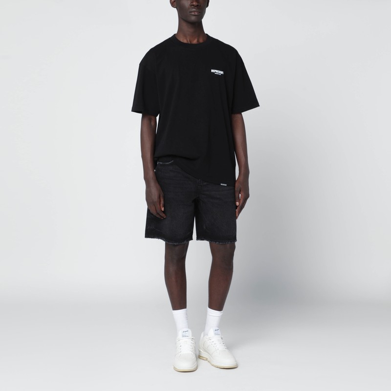 Represent Black Cotton T-shirt With Logo In Black