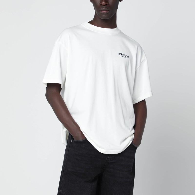 Represent White Cotton T-shirt With Logo In White