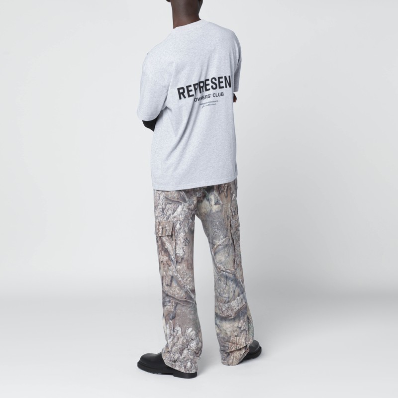 Represent Grey Cotton T-shirt With Logo In Gray