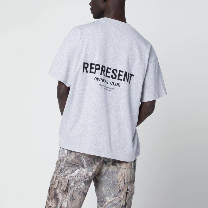 Represent Grey Cotton T-shirt With Logo In Gray