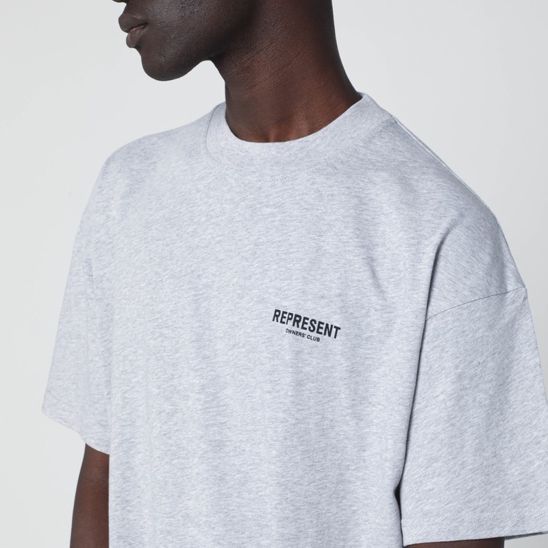 Represent Grey Cotton T-shirt With Logo In Gray