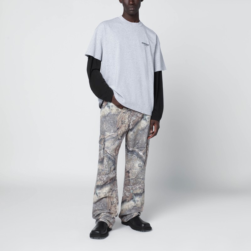 Represent Grey Cotton T-shirt With Logo In Gray