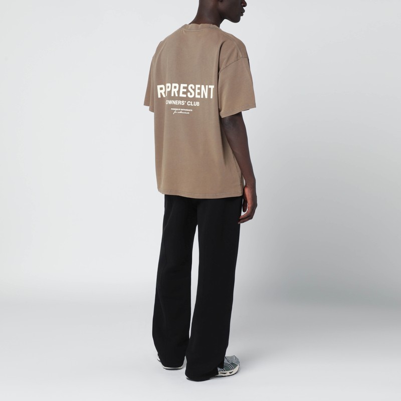 Represent Light Brown Cotton T-shirt With Logo In Brown