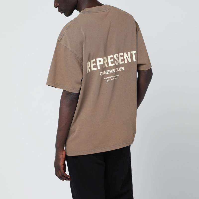 Represent Light Brown Cotton T-shirt With Logo In Brown