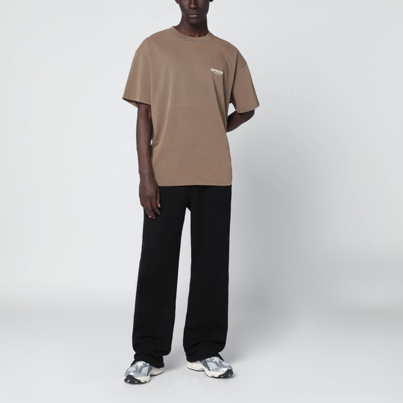 Represent Light Brown Cotton T-shirt With Logo In Brown