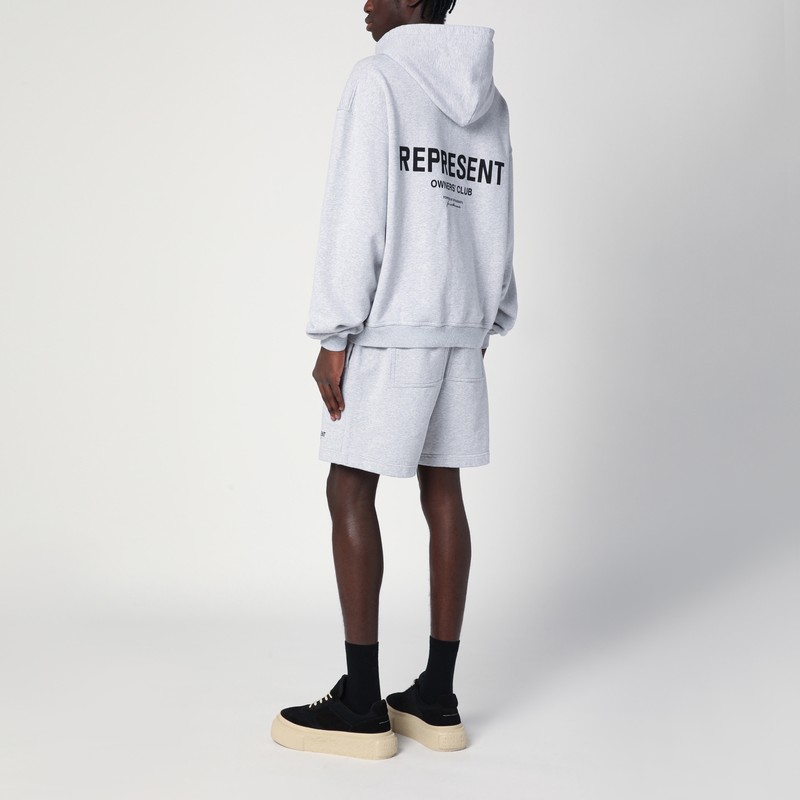 Represent Logo-embroidered Zip-up Hooded Sweatshirt In Grey