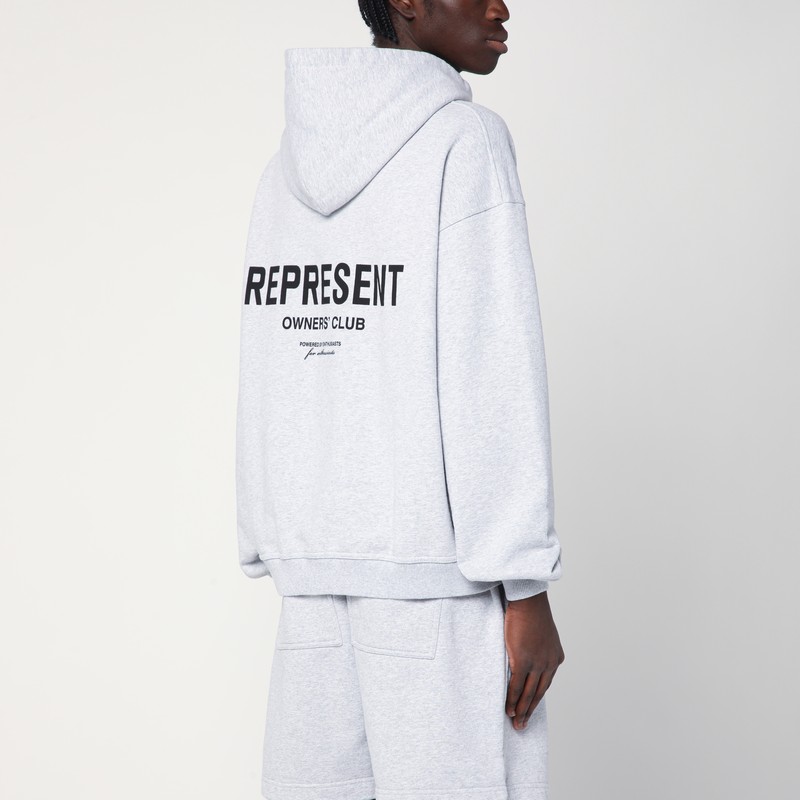 Represent Logo-embroidered Zip-up Hooded Sweatshirt In Grey