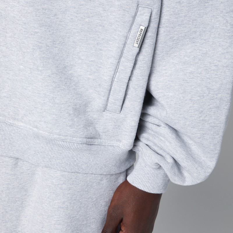 Represent Logo-embroidered Zip-up Hooded Sweatshirt In Grey
