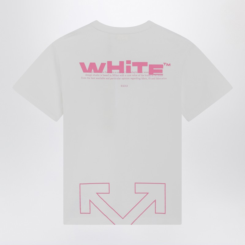 Off-white White/pink The Type Logo T-shirt In White