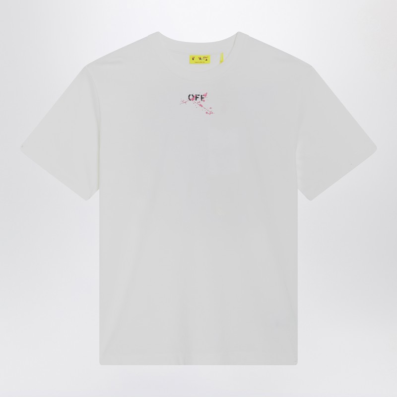 Off-white White/fuchsia Diagonal Splat Logo T-shirt In White