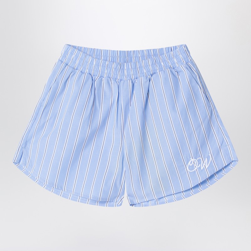 Light blue striped cotton shorts